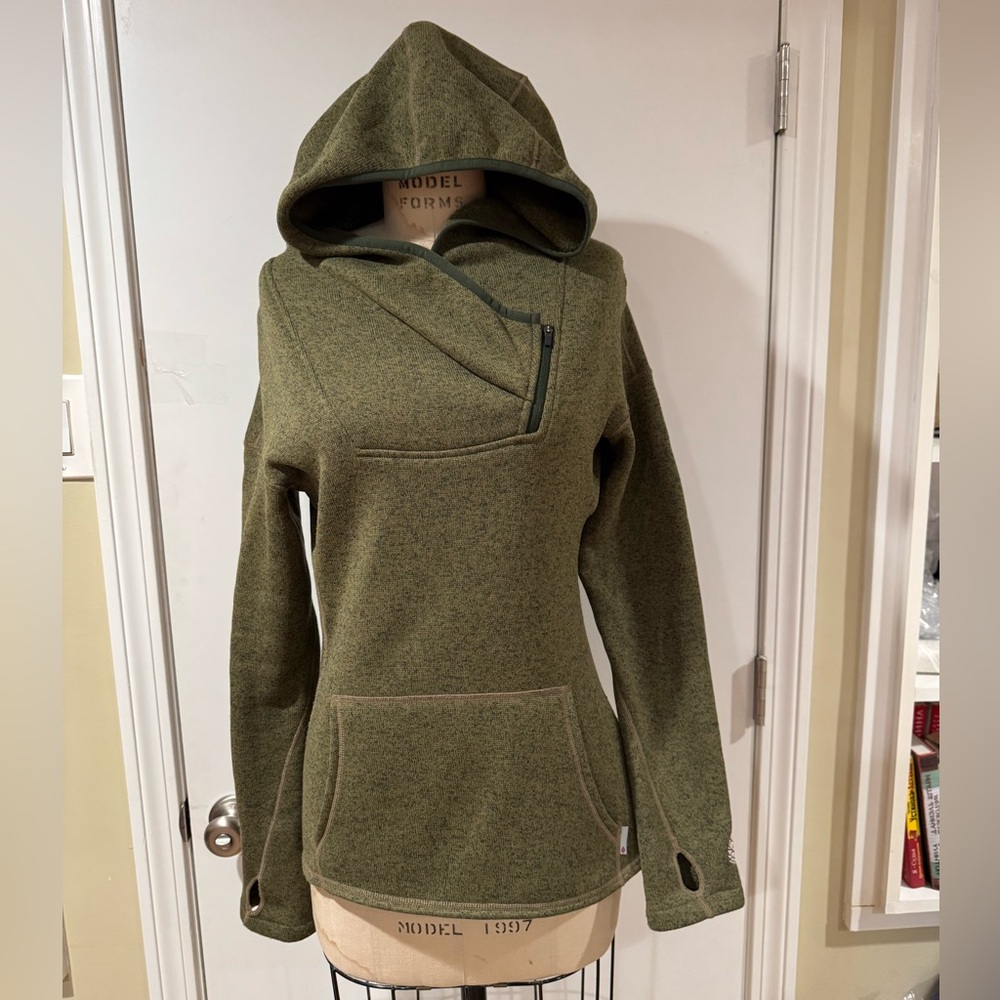 Stio Sweetwater women’s  Heathered Olive Fleece Hoodie Size Small
